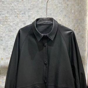 Giacca Lunga Primaverile da <span class=keywords><strong>Donna</strong></span> in <span class=keywords><strong>Vera</strong></span> <span class=keywords><strong>Pelle</strong></span> di Pecora, Ecologica, Morbida, Aderente, Traspirante, Casual, Tinta Unita - Product Image 5