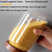 Pot en verre borosilicate moderne avec couvercle en bois, hermétique, sans BPA, 400 ml, résistant à la chaleur, compatible lave-vaisselle, récipients de stockage alimentaire