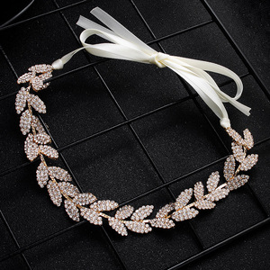 Diademas de Cristal de Diseño Original, Diadema Flexible con Pedrería, Tocado de Novia <span class=keywords><strong>para</strong></span> Boda, Cadena con Hojas - Product Image 3