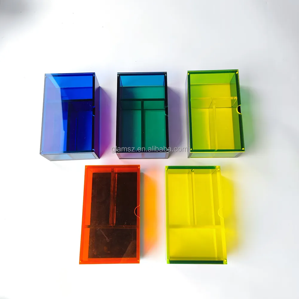 Özel kişiselleştirilmiş Neon renkli depolama temizle organizatör vitrin akrilik kutu