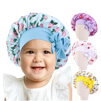 YT Groothandel Fruit Print Satijn Kinder Bonnet Haarband Design Elastisch Zacht Douchemutsje Baby Meisjes Haarverzorging Bescherming Strandfeest Dagelijks