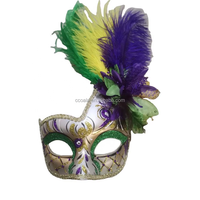 Masque de visage pour le Mardi Gras, masque pour les yeux avec paillettes et plumes d'autruche sur les côtés