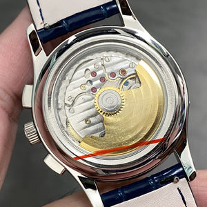 Montre mécanique automatique classique avec complications, cadran bleu, lunette sertie de diamants, pour célébrations, galas caritatifs et événements commémoratifs - Product Image 5