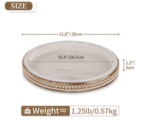 Plateau décoratif rond en bois blanc à perles lavées de style campagnard Plateau à café décoratif pour table