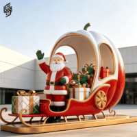 Sculpture personnalisée de Père Noël sur traîneau en fibre de verre de haute qualité pour la décoration des centres commerciaux en période des fêtes