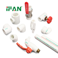 Raccords PPR blancs IFAN 20-110 mm avec insert en laiton Hyosung, résistants à la corrosion, pour la plomberie d'eau chaude et froide des bâtiments