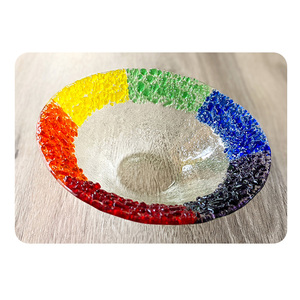 Posavasos de bebidas de vidrio fundido de arcoíris, manteles de mesa de vidrieras hechos a mano, azulejo de vidrio de fusión colorido a rayas de arcoíris para decoración del hogar - Product Image 4