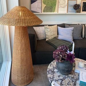 Rattan Mushroom Table Lamp <b>Led</b> E27 220V Switch Control Floor Lamp For Living Room Bedroom Ambient <b>Light</b> - Product Image 1