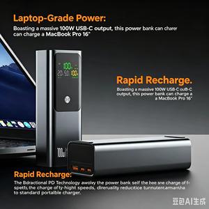Meilleures ventes : Batteries externes <span class=keywords><strong>de</strong></span> <span class=keywords><strong>marque</strong></span> avec double port USB, modèle Gan 20000 Powerbank 100W sur Alibaba - Product Image 3