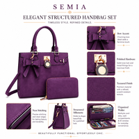 Ensemble de sacs à main en cuir pour femmes, sac fourre-tout à poignée supérieure, sac à bandoulière pour le travail, pochette assortie, grande capacité, 2 pièces