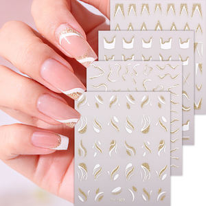 Autocollants <span class=keywords><strong>pour</strong></span> ongles en forme de vagues françaises de style égyptien, rayures dorées brillantes, autocollants <span class=keywords><strong>pour</strong></span> ongles autocollants <span class=keywords><strong>pour</strong></span> <span class=keywords><strong>manucure</strong></span> DIY - Product Image 4