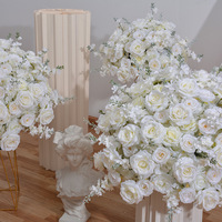 Bouquet d'hortensias et de roses en soie artificielle, fait main, design géométrique, imperméable, léger, décoration de mariage