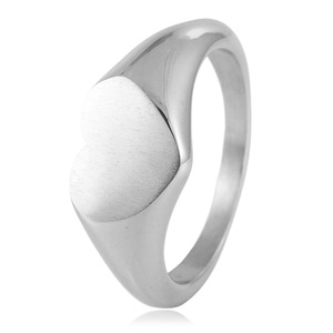 yunnique Men's Heart Shape <b>Titanium</b> Steel <b>Ring</b> Silver Color Geometric Design Gift Jewelry - Product Image 1