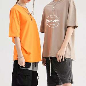 Verano Unisex venta al por mayor impreso de alta calidad de algodón ropa de calle hombro caído camisetas personalizadas en blanco de gran tamaño Casual hombres mujeres - Product Image 2