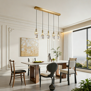 Copper Luxury Brass Chandeliers <b>Light</b> Pendants Modern Stair Chandelier Crystal for <b>Dining</b> Home Decor Villa Room - Product Image 2