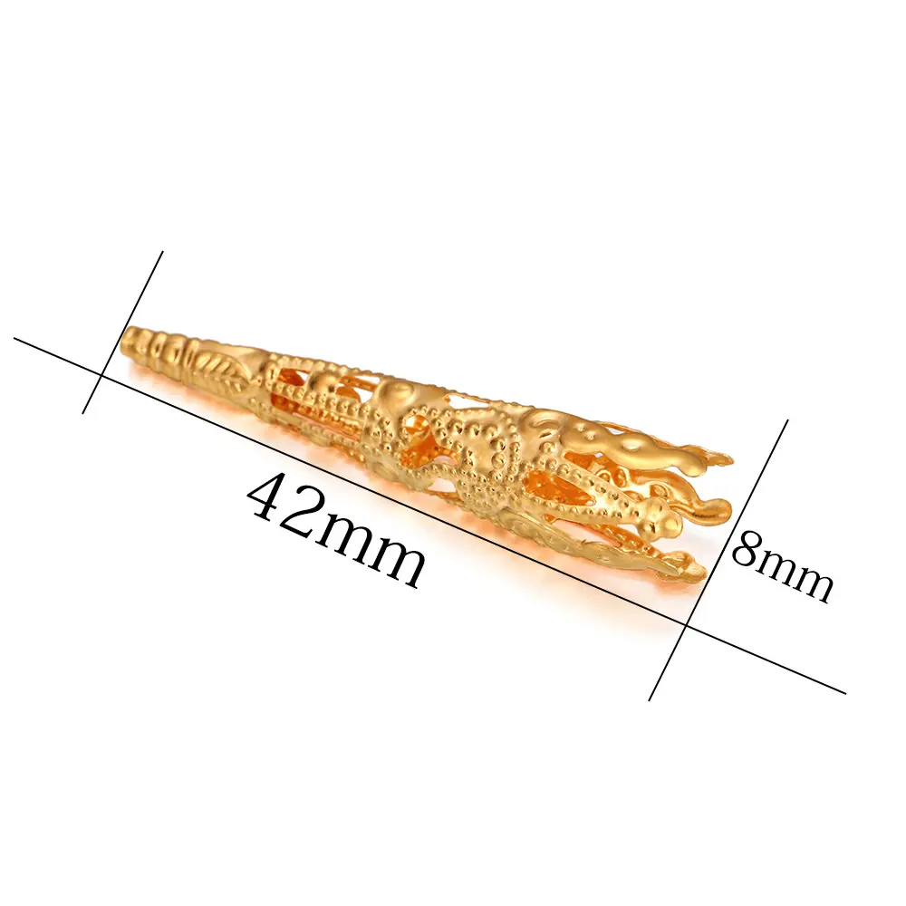 30pcs / Lot 42 X8mm Alloy Caps Bead Hollow Out Flower Bugle Filigree Bead End Cap Cone Jewelry Making Components Finder