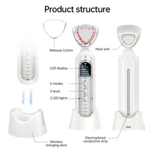 Home Use Cold Heat Compression Beauty Device 7 In 1 Skin Lift Care Microcurrent EMS Face Massager