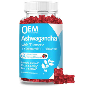 Gomitas de Ashwagandha con Sabor a Bayas, Personalizadas OEM ODM, con L-teanina, Suplemento de Raíz de Ashwa en Gomitas para Mujeres y Hombres - Product Image 1