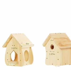 Nhà ở gia cầm bằng gỗ ngoài trời thân thiện với môi trường và Bộ thức ăn cho chim treo Thức ăn cho vườn chim sơn để nhìn rõ hơn - Product Image 1