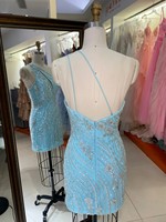 Robe de Soirée Courte Scintillante à Bretelles Asymétriques de Luxe, Ornée de Perles, Qualité Supérieure pour Grossiste de Boutiques 2026