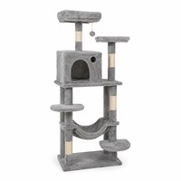 Centre d'activités pour chat multi-niveaux, antidérapant, durable, écologique et haut de gamme, avec hamac et griffoir en sisal, livré en carton facile à assembler