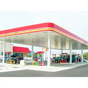 prefabricated steel structure gas station steel roof gas station price for cars
