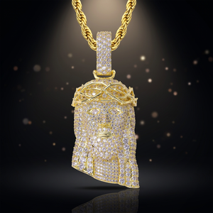 Christus-Gesicht Anhänger Halskette T-3056 925 Silber Zirkon Micro Pave Seilkette Unisex Klassischer Religiöser Schmuck - Product Image 3