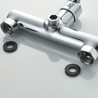 Mitigeur de douche à levier unique, ensemble de robinet de salle de bain rond, avec combiné, tuyau, support, ensemble de robinet de douche à finition chromée