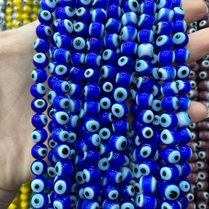 Venta al por mayor azul turco mal de ojo Murano cuentas de cristal 4mm 6mm 8mm 10mm joyería de cristal hacer collar de ojo del diablo Accesorios - Product Image 4