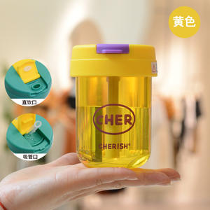 แก้วน้ำเด็กแบบหลอดดูด ยี่ห้อเชอร์ริช ความจุขนาดใหญ่ ทำจากพลาสติก สำหรับเด็กทารกและนักเรียนประถม พร้อมดีไซน์ที่ปรับแต่งได้ - Product Image 2