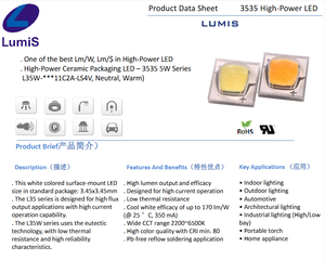 3535 Perles de lampe en céramique blanc chaud 3w Puissantes puces LED haute luminosité SMD Verticale Haute CRI Dimmable Lampe torche - Product Image 2