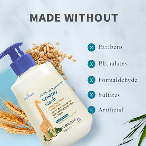 Private Label 2-in-1 idratante organico lavaggio cremoso 350ml <span class=keywords><strong>Shampoo</strong></span> da bagno <span class=keywords><strong>per</strong></span> <span class=keywords><strong>neonati</strong></span> crema da bagno lenitiva <span class=keywords><strong>per</strong></span> il Gel doccia del bambino - Product Image 3