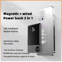 Batterie externe magnétique sans fil en alliage, charge rapide PD 15W 20W, 5000 mAh 10000 mAh, mini batteries externes pour téléphones