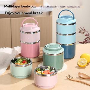 Office Workers & Outdoor Use Portable 304 Stainless Steel <b>Large</b> Capacity Multi-Layer Insulated Lunch <b>Box</b> With Handle - Product Image 4