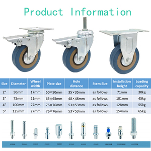 <span class=keywords><strong>Roulettes</strong></span> industrielles personnalisables OEM du fabricant, <span class=keywords><strong>roulettes</strong></span> pivotantes bleues avec frein, <span class=keywords><strong>roulettes</strong></span> à plaque en PVC - Product Image 3