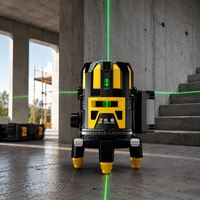 Niveau laser vert super lumineux OEM à 5 lignes, auto-nivelant, avec point de plomb pour la construction