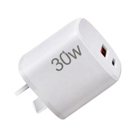Chargeur mural USB PD type-c 30W Adaptateur de charge rapide à 2 ports pour téléphones mobiles Écouteurs Caméras avec prise US EU UK AU pour le voyage