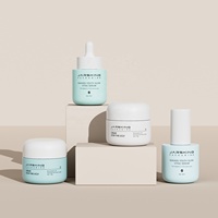 Contenant d'Emballage Vide Personnalisé 15g 20g 30g 50g 80g Vert Rose, Pots en Verre Cosmétiques Givrés pour Beurre Corporel et Crème Visage avec Couvercle