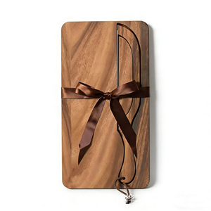 Wooden <b>Bread</b> <b>Knife</b> And Cutting Board Set Rectangle Solid Wood With <b>Knife</b> Slot For <b>Bread</b> Slicing - Product Image 3