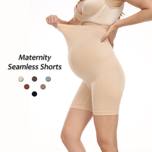 Logo personnalisé Vente en gros Doux Taille haute Levage soutient Ventre <span class=keywords><strong>Grossesse</strong></span> Femmes <span class=keywords><strong>Pantalon</strong></span> de sécurité Yoga Sans Couture Maternité Shorts <span class=keywords><strong>Pantalon</strong></span> - Product Image 2