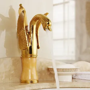 Grifo Mezclador Monomando de Lujo para Lavabo de Baño, Latón con Núcleo Cerámico, Diseño Moderno Jade, Agua Fría y Caliente, Dorado, LXL240413 - Product Image 4