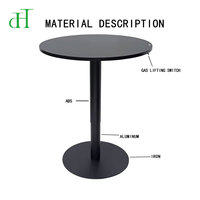 Table de bar ronde réglable pneumatiquement, moderne, pour le service de thé et de café en gros