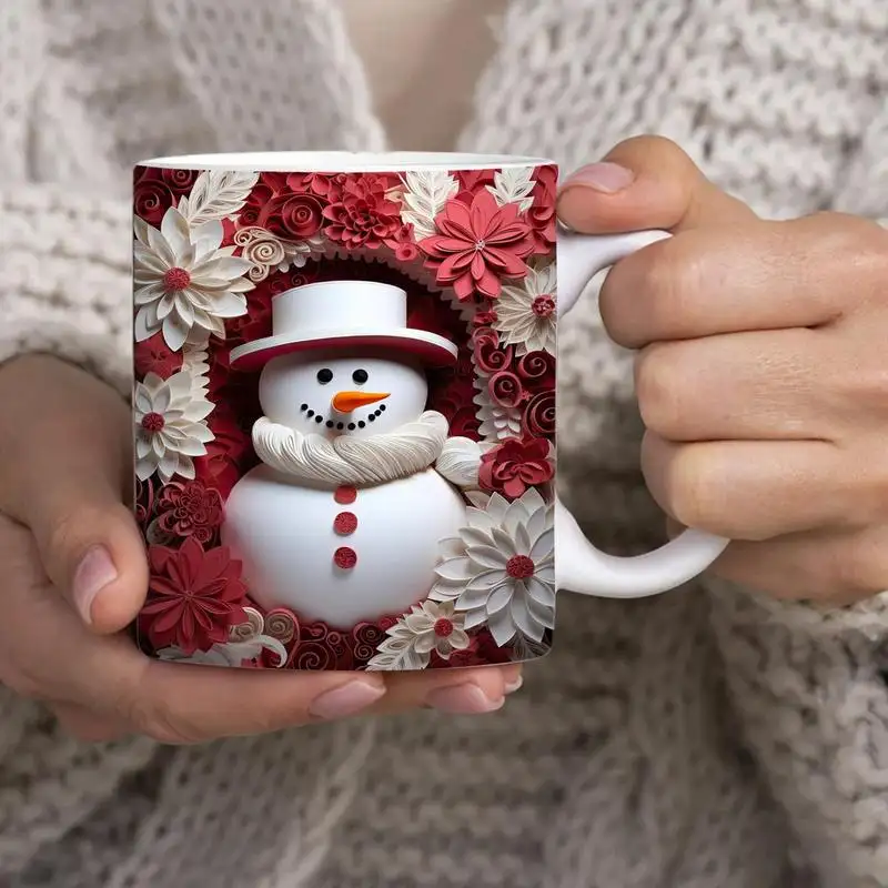แก้วกาแฟเซรามิกลายพิมพ์ซานตาคลอสตุ๊กตาหิมะขนาด350มล. แก้วมักลาย3D ของขวัญคริสต์มาสสุดสร้างสรรค์สำหรับเด็กผู้ใหญ่