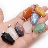 Bijoux fantaisie pendentifs énergie naturelle pierre de guérison cristal cercueil pendentif collier pour hommes femmes Halloween cadeau