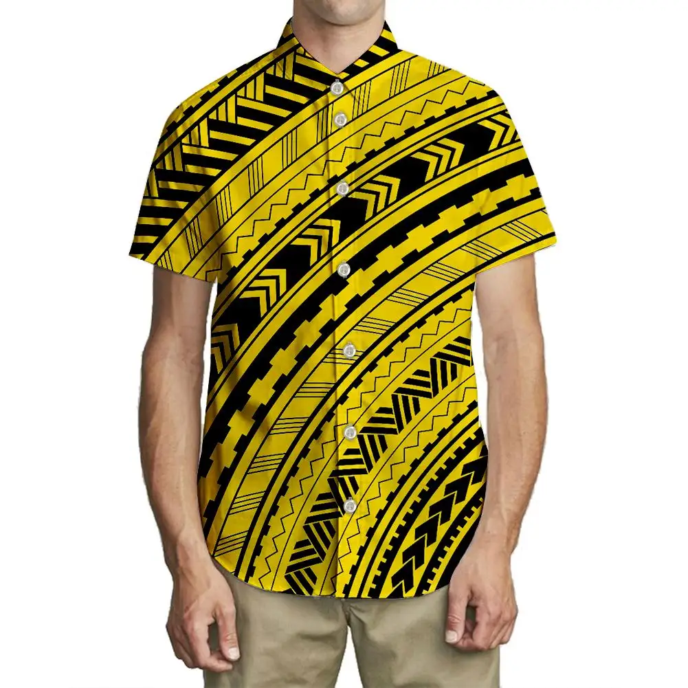 Degrade afrika Tribal baskı rahat özel yeni kısa kollu havai gömleği düğme kısa tişörtler & Tops erkek desenli gömlek
