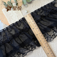 Dentelle brodée à double couche, dentelle plissée, robe lolita, robe de mariée, garniture en dentelle, usine de dentelle.