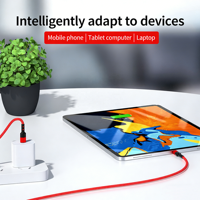 Cable de Carga Rápida 3A 60W Tipo-C con Blindaje de Nailon Trenzado de 1M de Longitud, Resistente al Desgaste para Dispositivos Móviles Android e Impresoras