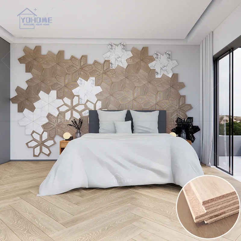 Italiaanse Luxe Design Tv Achtergrond Marmer Inlay Houten Wandbord Paneel Marmer 3d Muur Kunst Decor Hotel Slaapkamer Wandpanelen