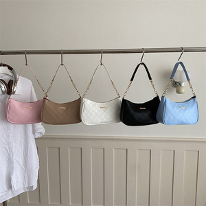 Sleek and stylish herringbone chain bag for women summer new arrival PU <b>synthetic</b> <b>leather</b> underarm bag with metallic accents - Product Image 1