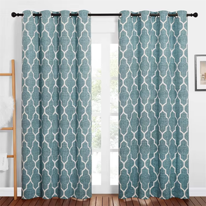 Cortinas opacas con aislamiento térmico, cortinas de ventana con ojales, cortinas estampadas marroquíes geométricas para sala de estar y dormitorio - Product Image 1